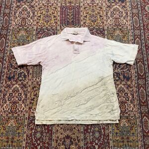 VTG 80s Fairway Blues Golf Polo Shirt Abstract Marble Dye Water Print M USA torn